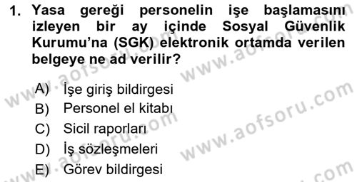 Belge Yönetimi ve Ofis Uygulamaları Dersi 2023 - 2024 Yılı (Vize) Ara Sınav Soruları 1. Soru