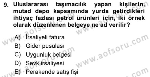 Belge Yönetimi ve Ofis Uygulamaları Dersi 2023 - 2024 Yılı (Vize) Ara Sınav Soruları 9. Soru