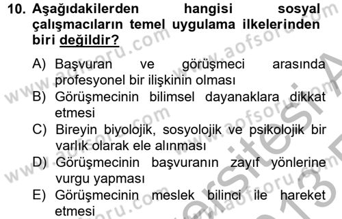 Görüşme Teknikleri Dersi 2012 - 2013 Yılı (Vize) Ara Sınavı 10. Soru