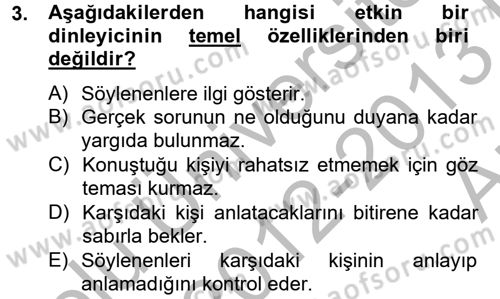 Görüşme Teknikleri Dersi 2012 - 2013 Yılı (Vize) Ara Sınavı 3. Soru