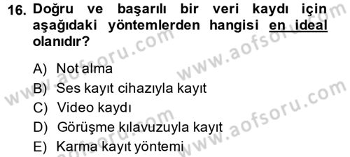 Görüşme Teknikleri Dersi 2013 - 2014 Yılı Tek Ders Sınav Soruları 16. Soru