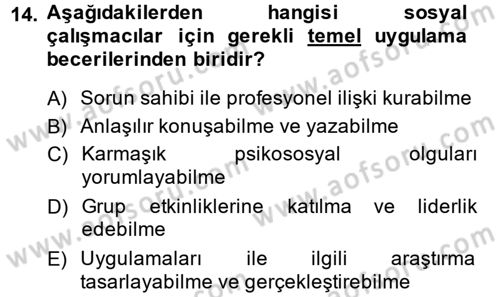 Görüşme Teknikleri Dersi 2014 - 2015 Yılı (Vize) Ara Sınavı 14. Soru