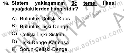 Görüşme Teknikleri Dersi 2014 - 2015 Yılı (Vize) Ara Sınavı 16. Soru