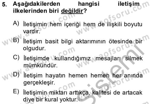 Görüşme Teknikleri Dersi 2014 - 2015 Yılı (Vize) Ara Sınavı 5. Soru