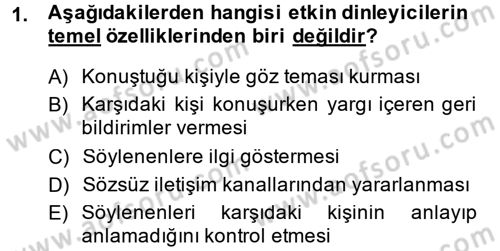 Görüşme Teknikleri Dersi 2014 - 2015 Yılı (Final) Dönem Sonu Sınav Soruları 1. Soru