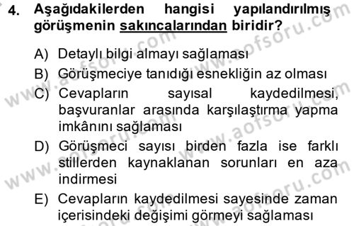 Görüşme Teknikleri Dersi 2014 - 2015 Yılı (Final) Dönem Sonu Sınav Soruları 4. Soru