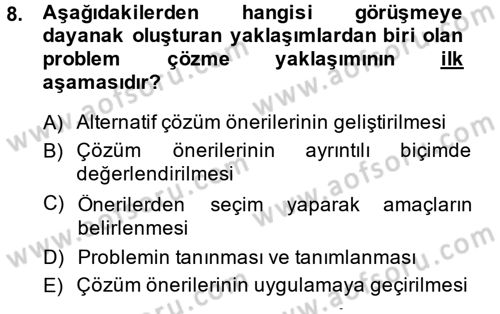 Görüşme Teknikleri Dersi 2014 - 2015 Yılı (Final) Dönem Sonu Sınav Soruları 8. Soru