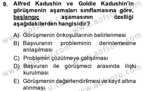 Görüşme Teknikleri Dersi 2014 - 2015 Yılı (Final) Dönem Sonu Sınav Soruları 9. Soru