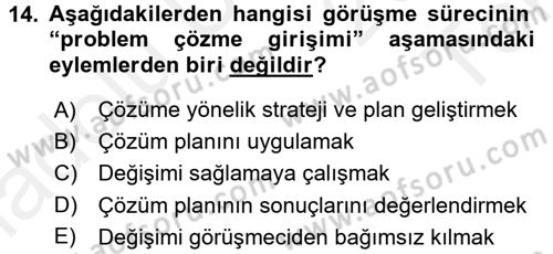 Görüşme Teknikleri Dersi 2015 - 2016 Yılı Tek Ders Sınav Soruları 14. Soru