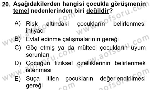 Görüşme Teknikleri Dersi 2015 - 2016 Yılı Tek Ders Sınav Soruları 20. Soru