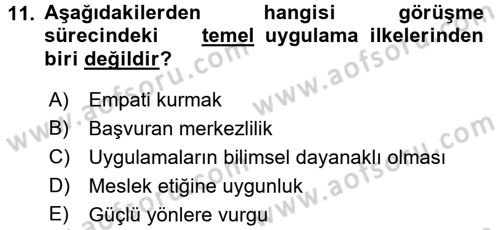 Görüşme Teknikleri Dersi 2016 - 2017 Yılı 3 Ders Sınavı 11. Soru