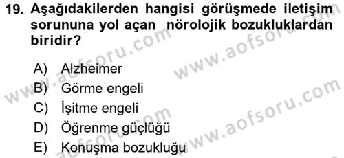 Görüşme Teknikleri Dersi 2016 - 2017 Yılı 3 Ders Sınavı 19. Soru