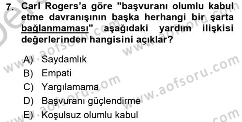 Görüşme Teknikleri Dersi 2016 - 2017 Yılı 3 Ders Sınavı 7. Soru