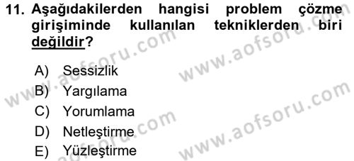 Görüşme Teknikleri Dersi 2016 - 2017 Yılı (Final) Dönem Sonu Sınavı 11. Soru