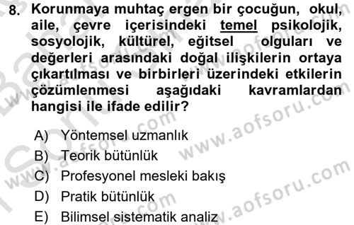 Görüşme Teknikleri Dersi 2016 - 2017 Yılı (Final) Dönem Sonu Sınavı 8. Soru