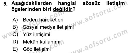 Görüşme Teknikleri Dersi 2017 - 2018 Yılı 3 Ders Sınavı 5. Soru