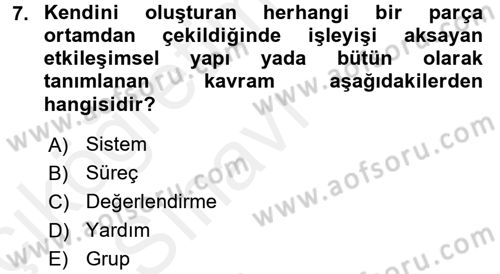 Görüşme Teknikleri Dersi 2017 - 2018 Yılı 3 Ders Sınavı 7. Soru