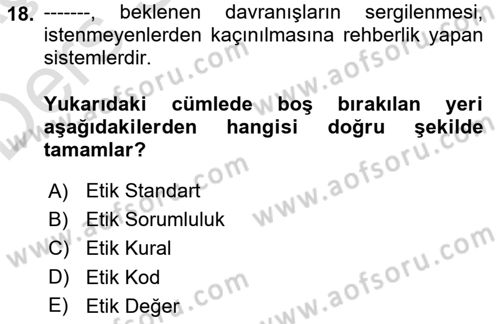 Görüşme Teknikleri Dersi 2018 - 2019 Yılı 3 Ders Sınavı 18. Soru