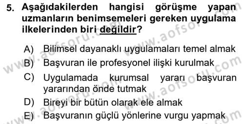 Görüşme Teknikleri Dersi 2018 - 2019 Yılı 3 Ders Sınavı 5. Soru