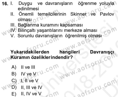 Görüşme Teknikleri Dersi 2018 - 2019 Yılı (Vize) Ara Sınavı 16. Soru