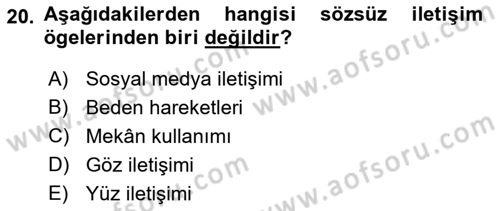 Görüşme Teknikleri Dersi 2018 - 2019 Yılı (Vize) Ara Sınavı 20. Soru