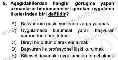 Görüşme Teknikleri Dersi 2018 - 2019 Yılı (Vize) Ara Sınavı 9. Soru