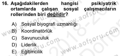 Görüşme Teknikleri Dersi 2018 - 2019 Yılı (Final) Dönem Sonu Sınavı 16. Soru