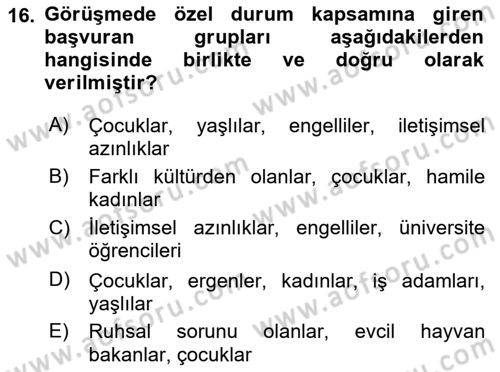 Görüşme Teknikleri Dersi 2018 - 2019 Yılı Yaz Okulu Sınavı 16. Soru