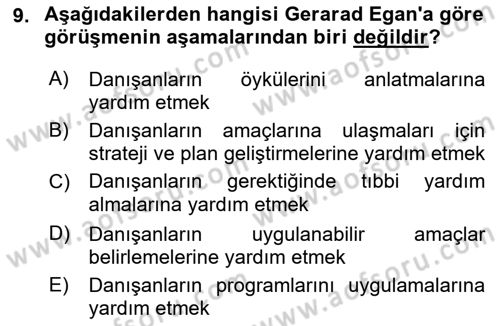 Görüşme Teknikleri Dersi 2018 - 2019 Yılı Yaz Okulu Sınavı 9. Soru