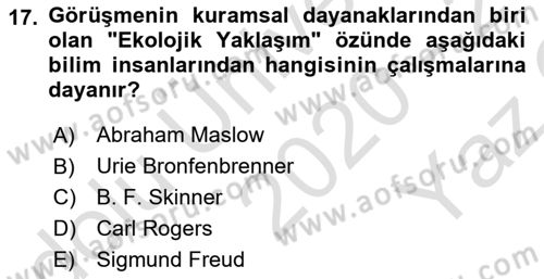 Görüşme Teknikleri Dersi 2020 - 2021 Yılı Yaz Okulu Sınavı 17. Soru