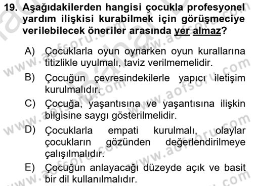 Görüşme Teknikleri Dersi 2021 - 2022 Yılı (Final) Dönem Sonu Sınav Soruları 19. Soru