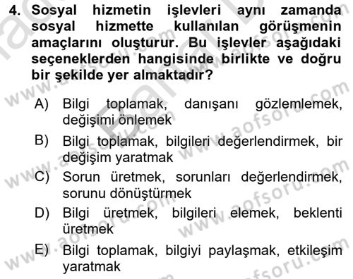 Görüşme Teknikleri Dersi 2021 - 2022 Yılı (Final) Dönem Sonu Sınav Soruları 4. Soru