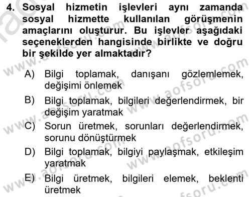 Görüşme Teknikleri Dersi 2021 - 2022 Yılı Yaz Okulu Sınavı 4. Soru