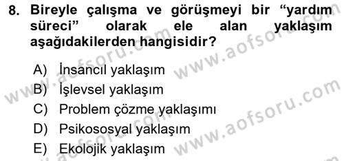 Görüşme Teknikleri Dersi 2021 - 2022 Yılı Yaz Okulu Sınavı 8. Soru