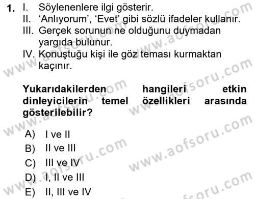 Görüşme Teknikleri Dersi 2022 - 2023 Yılı Yaz Okulu Sınav Soruları 1. Soru