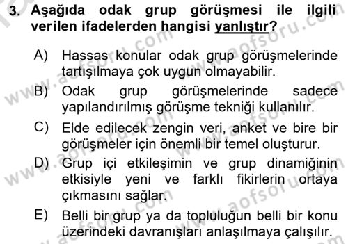 Görüşme Teknikleri Dersi 2022 - 2023 Yılı Yaz Okulu Sınav Soruları 3. Soru