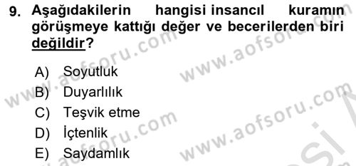 Görüşme Teknikleri Dersi 2022 - 2023 Yılı Yaz Okulu Sınav Soruları 9. Soru