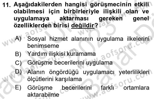 Görüşme Teknikleri Dersi 2023 - 2024 Yılı (Vize) Ara Sınav Soruları 11. Soru