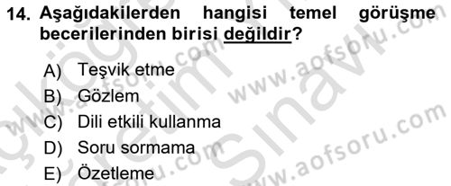 Görüşme Teknikleri Dersi 2023 - 2024 Yılı (Vize) Ara Sınav Soruları 14. Soru