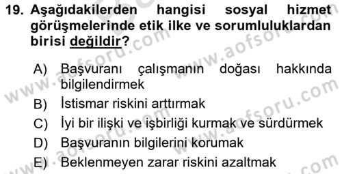Görüşme Teknikleri Dersi 2023 - 2024 Yılı (Final) Dönem Sonu Sınav Soruları 19. Soru