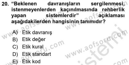 Görüşme Teknikleri Dersi 2023 - 2024 Yılı (Final) Dönem Sonu Sınav Soruları 20. Soru