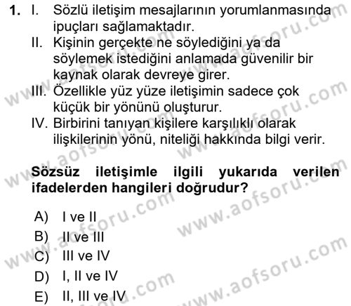 Görüşme Teknikleri Dersi 2023 - 2024 Yılı Yaz Okulu Sınav Soruları 1. Soru