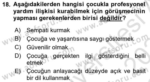 Görüşme Teknikleri Dersi 2023 - 2024 Yılı Yaz Okulu Sınav Soruları 18. Soru