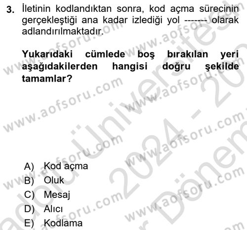 Görüşme Teknikleri Dersi 2024 - 2025 Yılı (Final) Dönem Sonu Sınav Soruları 3. Soru