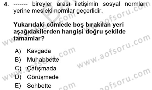 Görüşme Teknikleri Dersi 2024 - 2025 Yılı (Final) Dönem Sonu Sınav Soruları 4. Soru