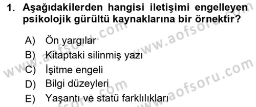 Görüşme Teknikleri Dersi 2025 - 2026 Yılı (Vize) Ara Sınav Soruları 1. Soru