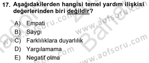 Görüşme Teknikleri Dersi 2025 - 2026 Yılı (Vize) Ara Sınav Soruları 17. Soru