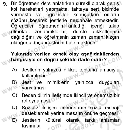 Görüşme Teknikleri Dersi 2025 - 2026 Yılı (Vize) Ara Sınav Soruları 9. Soru