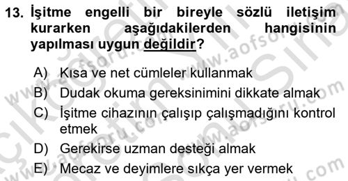 Görüşme Teknikleri Dersi 2025 - 2026 Yılı (Final) Dönem Sonu Sınav Soruları 13. Soru