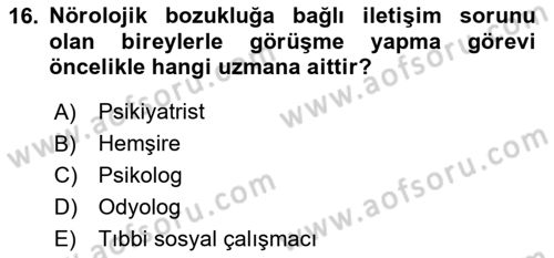 Görüşme Teknikleri Dersi 2025 - 2026 Yılı (Final) Dönem Sonu Sınav Soruları 16. Soru